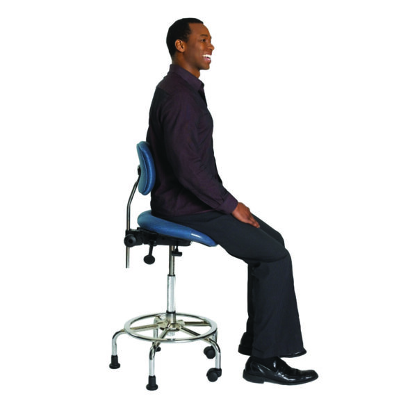 3-in-1 Sit-stand Stool Chrome Base - Standard Blue Seat - Sitting Position