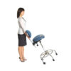3-in-1 Sit-stand Stool Chrome Base - Standard Blue Seat - Moving on Casters