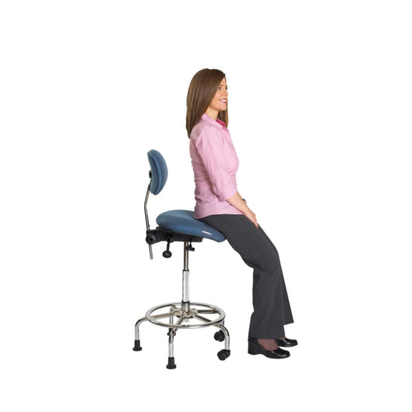 3-in-1 Sit-stand Stool Chrome Base - Standard Blue Seat - Perching Position