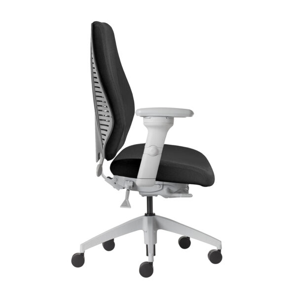 airCentric 2 Ergonomic Chair with Light Gray Frame and Air Knit 9009 Black Upholstery, side view