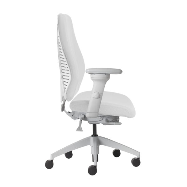 airCentric 2 Ergonomic Chair with Light Gray Frame and Air Knit 61 White Upholstery, side view