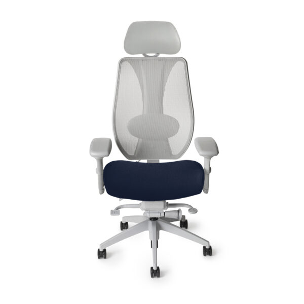 tCentric Hybrid Light Gray Frame with 2025 Midnight Seat Color with Headrest, front view