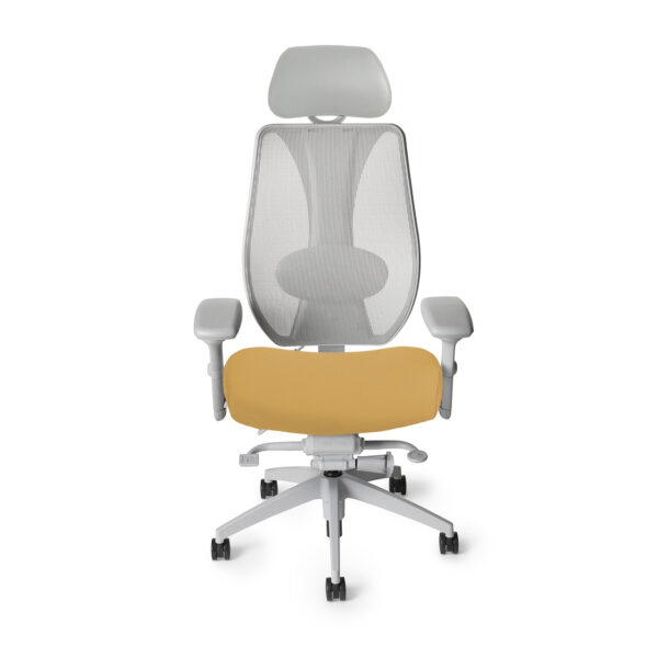 tCentric Hybrid Light Gray Frame with 2034 Straw Seat Color with Headrest, front view