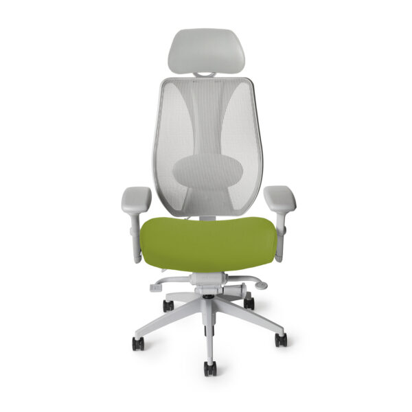 tCentric Hybrid Light Gray Frame with 2087 Green Apple Seat Color with Headrest, front view