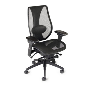 tCentric Hybrid All Mesh Ergonomic Chair Black with optional arms and lumbar, front side view