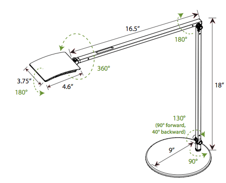 Koncept Mosso LED Task Lamp - Dimension