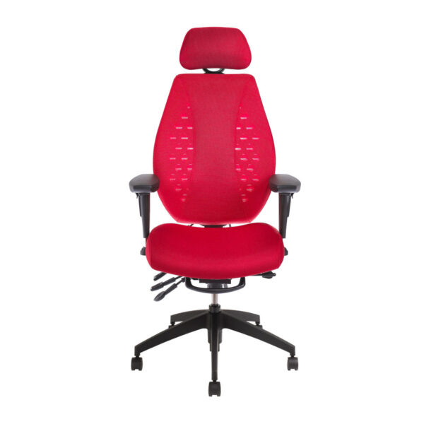 Front shot of airCentric™ 2 Ergonomic Chair featuring added headrest