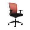 Front shot of AIS Natick Chair in black mesh with graduated orange stripes
