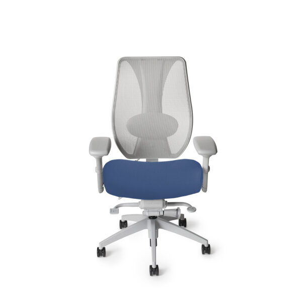 Front view of tCentric Hybrid ergonomic chair from ErgoCentric in Thistle