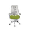 Front view of tCentric Hybrid chair in light gray frame with Green Apple seat