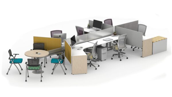 Day-to-Day PowerBeam Six Workstations with Height Adjustable Tables