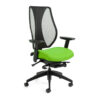 Closeup of tCentric Hybrid office chair with Green Apple seat and Black frame