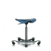 Closeup of HAG Capisco ergonomic saddle seat with no back