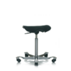 Front shot of HAG Capisco ergonomic stool with no back, in Black