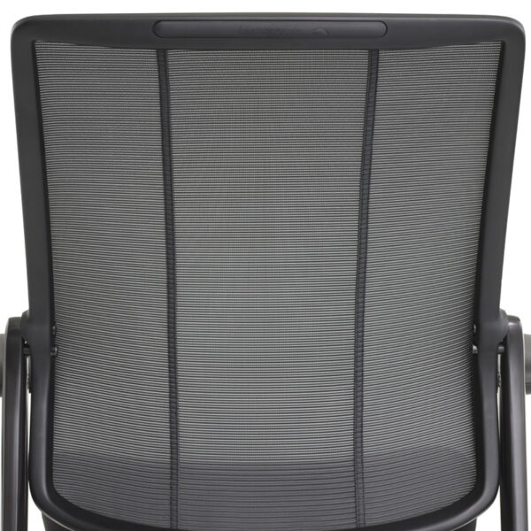 Closeup of rear of Smart Ocean chair, featuring eco-friendly netting