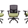 Tri-view of verdant color on RFM Evolve ergonomic office chairs