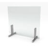 View of clear Worksafe desktop divider to improve office safety and ergonomics