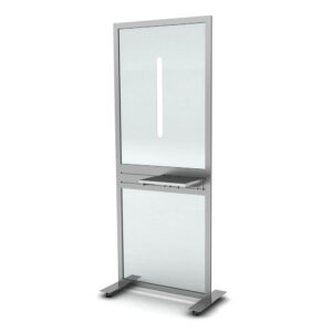 Full view of Worksafe thermo barrier with shelf for safely taking temperatures