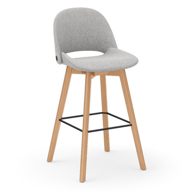 Bar-Stool,-Light-Grey-Upholstered-Seat-and-Wood-Legs