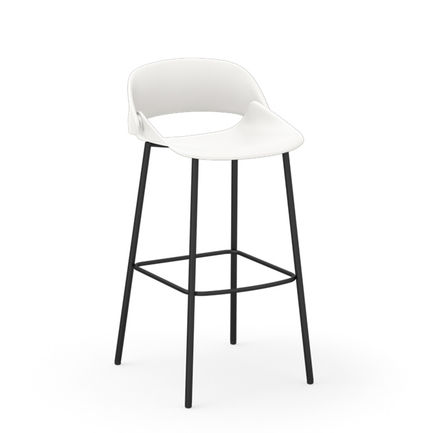 Bar-Stool,-Off-White-Plastic-Seat-and-Metal-Legs