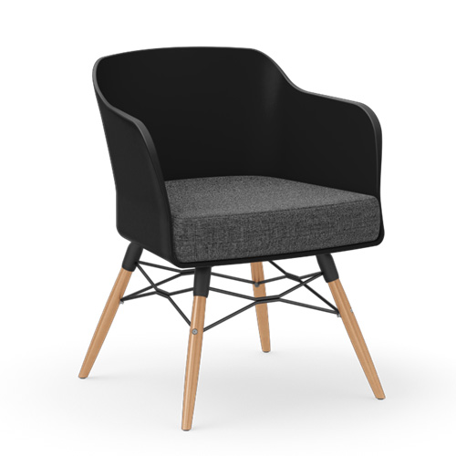 Deker-Black-Plastic-Upholstered-Seat-Wood-Legs
